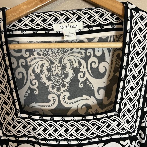 Black House White Market Boho Square Neck Bell Sleeves Shift Dress S to M - Picture 4 of 6